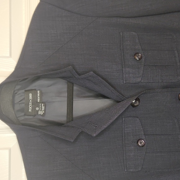 Focus 2000 Women's Vintage Black ButtonFront Mandarin Collar BlazerJacket Size10 - Picture 8 of 16